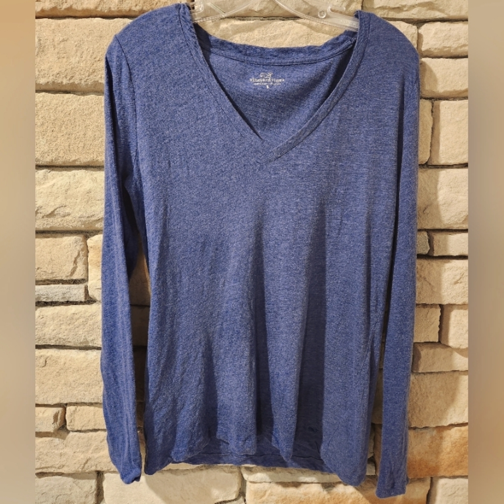 Vineyard Vines Navy V-Neck Long Sleeve Tee Size Small